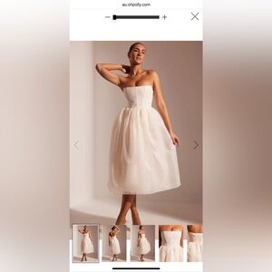 Oh Polly Corset Ivory Midi Dress